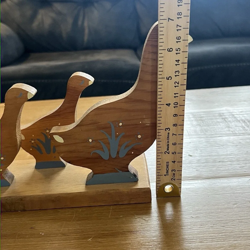 Vintage Wooden Duck Family Figurine Hand Painted Folk Art Decor Country Cottage‎
